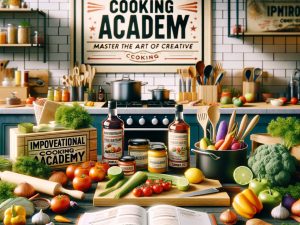 DALL·E 2024-05-21 16.03.33 - An enticing image showcasing the Improvisational Cooking Academy package. The scene includes a variety of cooking tools, fresh ingredients, and a reci.jpg